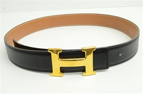 Cuir seul / leather strap leather belt Hermès Black size M 